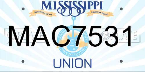 MAC7531 Mississippi License Plate
