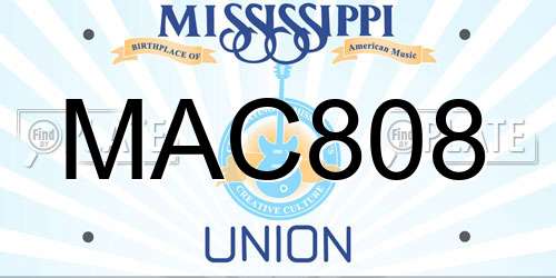 MAC808 Mississippi License Plate