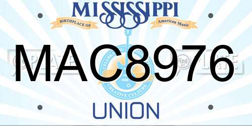 MAC8976 Mississippi License Plate