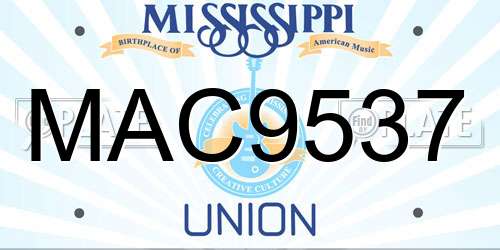 MAC9537 Mississippi License Plate