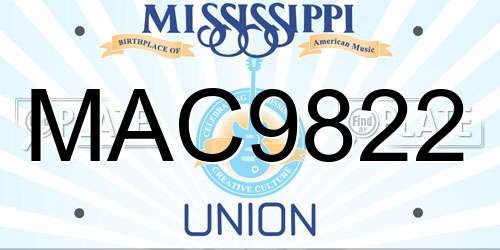 MAC9822 Mississippi License Plate