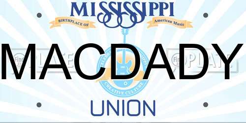 MACDADY Mississippi License Plate
