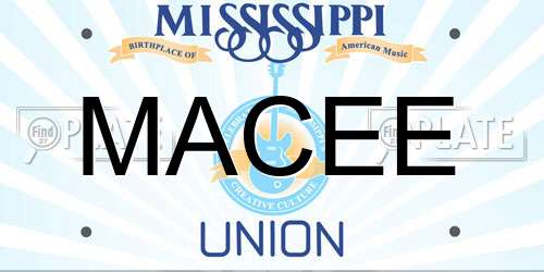 MACEE Mississippi License Plate