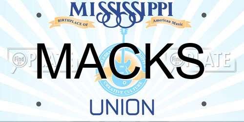 MACKS Mississippi License Plate