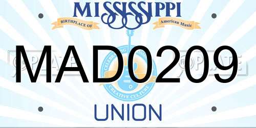 MAD0209 Mississippi License Plate