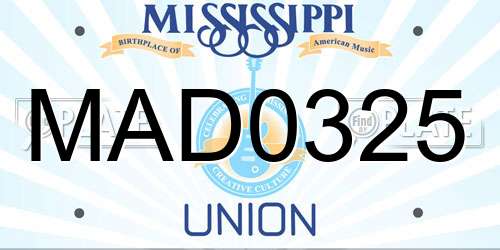 MAD0325 Mississippi License Plate