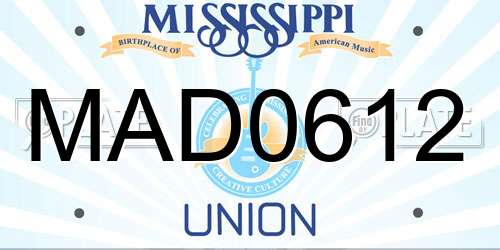 MAD0612 Mississippi License Plate
