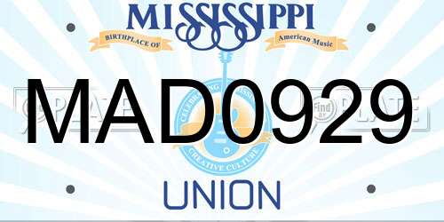 MAD0929 Mississippi License Plate
