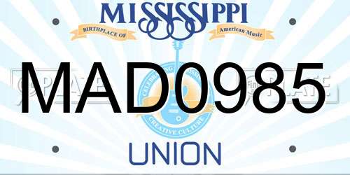 MAD0985 Mississippi License Plate