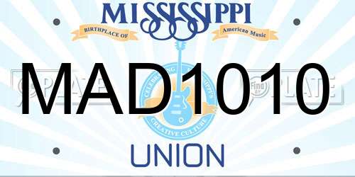 MAD1010 Mississippi License Plate