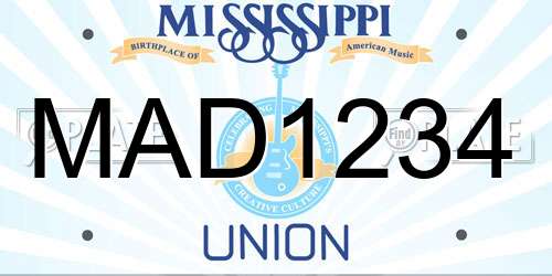 MAD1234 Mississippi License Plate