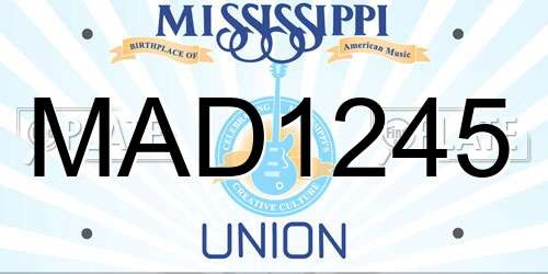 MAD1245 Mississippi License Plate