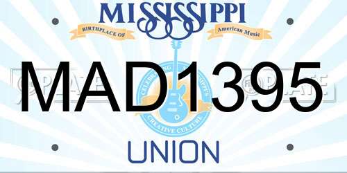 MAD1395 Mississippi License Plate