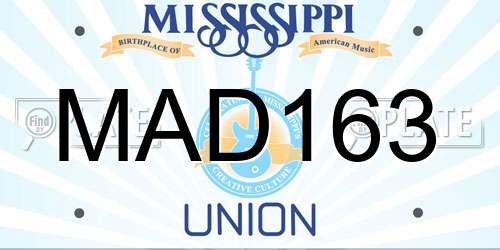 MAD163 Mississippi License Plate