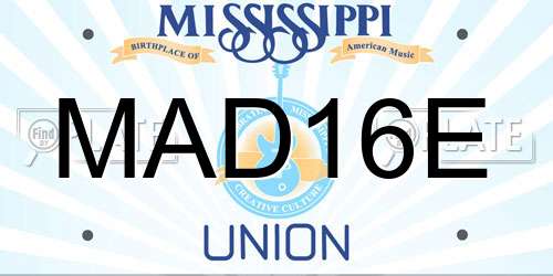MAD16E Mississippi License Plate
