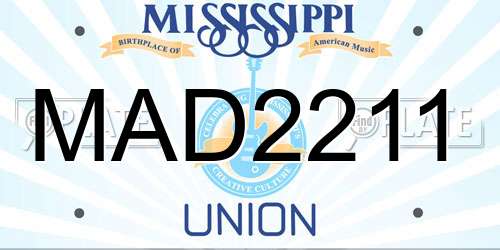 MAD2211 Mississippi License Plate