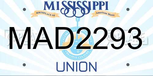 MAD2293 Mississippi License Plate