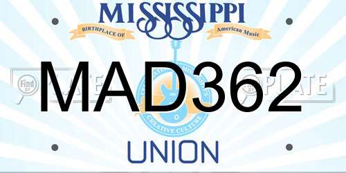 MAD362 Mississippi License Plate