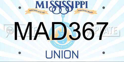 MAD367 Mississippi License Plate