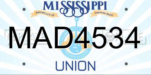 MAD4534 Mississippi License Plate
