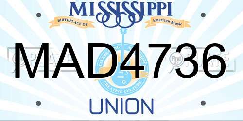 MAD4736 Mississippi License Plate