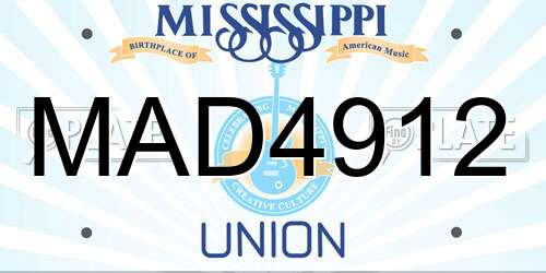 MAD4912 Mississippi License Plate