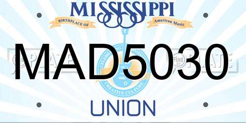 MAD5030 Mississippi License Plate