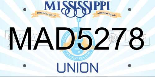MAD5278 Mississippi License Plate