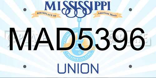 MAD5396 Mississippi License Plate