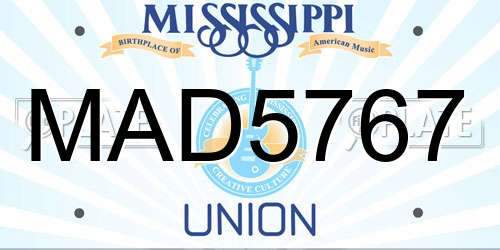 MAD5767 Mississippi License Plate