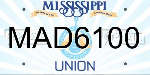 MAD6100 Mississippi License Plate