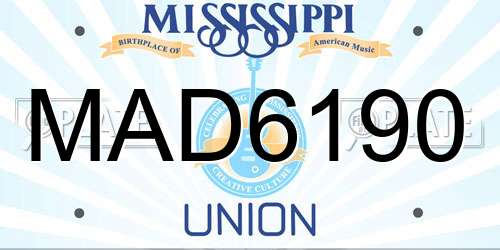 MAD6190 Mississippi License Plate