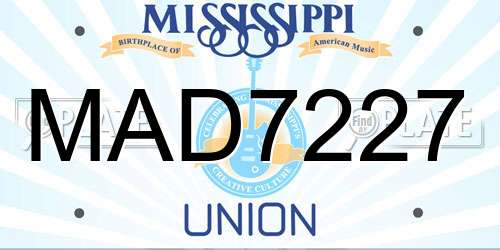 MAD7227 Mississippi License Plate