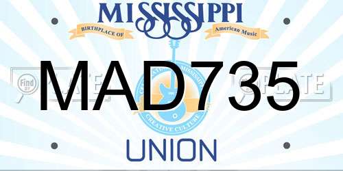 MAD735 Mississippi License Plate