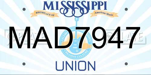 MAD7947 Mississippi License Plate