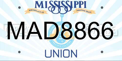 MAD8866 Mississippi License Plate