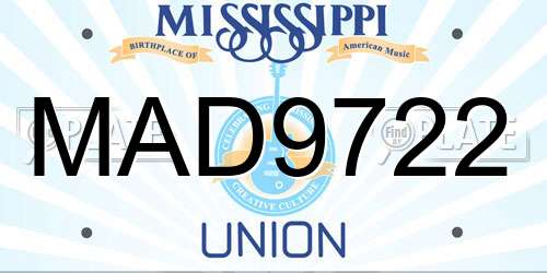 MAD9722 Mississippi License Plate