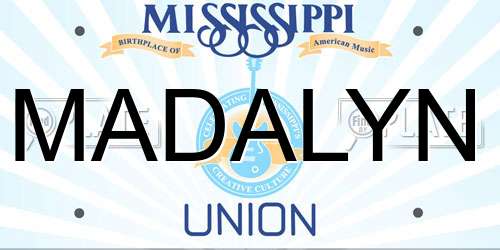 MADALYN Mississippi License Plate