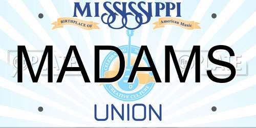 MADAMS Mississippi License Plate