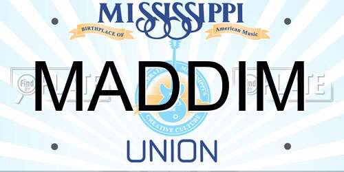 MADDIM Mississippi License Plate