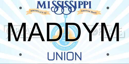 MADDYM Mississippi License Plate