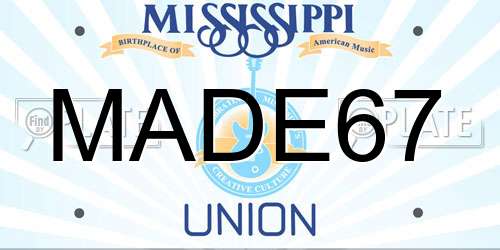 MADE67 Mississippi License Plate