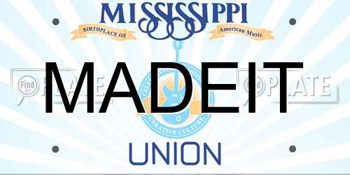 MADEIT Mississippi License Plate