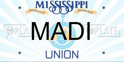 MADI Mississippi License Plate