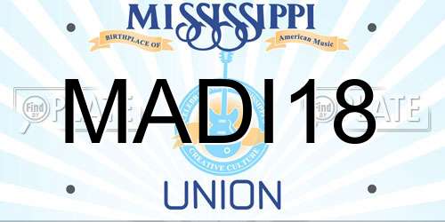 MADI18 Mississippi License Plate