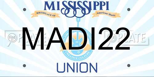 MADI22 Mississippi License Plate