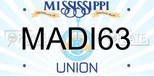MADI63 Mississippi License Plate
