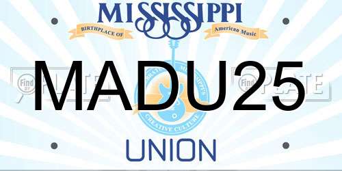 MADU25 Mississippi License Plate