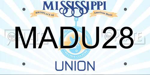 MADU28 Mississippi License Plate