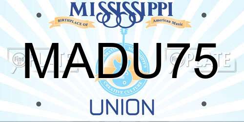 MADU75 Mississippi License Plate